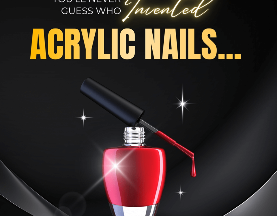 Assorted acrylic nails with modern designs and colors.